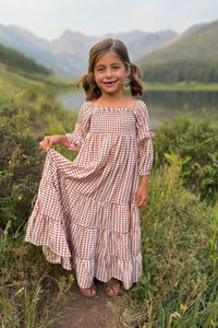 SS Girl's Dress Pippa Maxi (brown gingham)