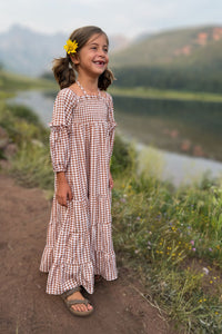 SS Girl's Dress Pippa Maxi (brown gingham)