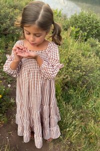 SS Girl's Dress Pippa Maxi (brown gingham)