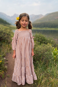 SS Girl's Dress Pippa Maxi (brown gingham)