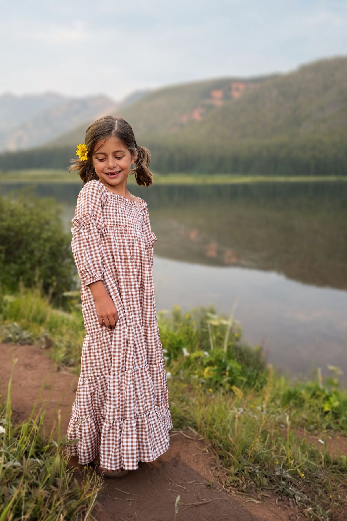 SS Girl's Dress Pippa Maxi (brown gingham)