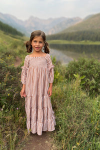 SS Girl's Dress Pippa Maxi (brown gingham)