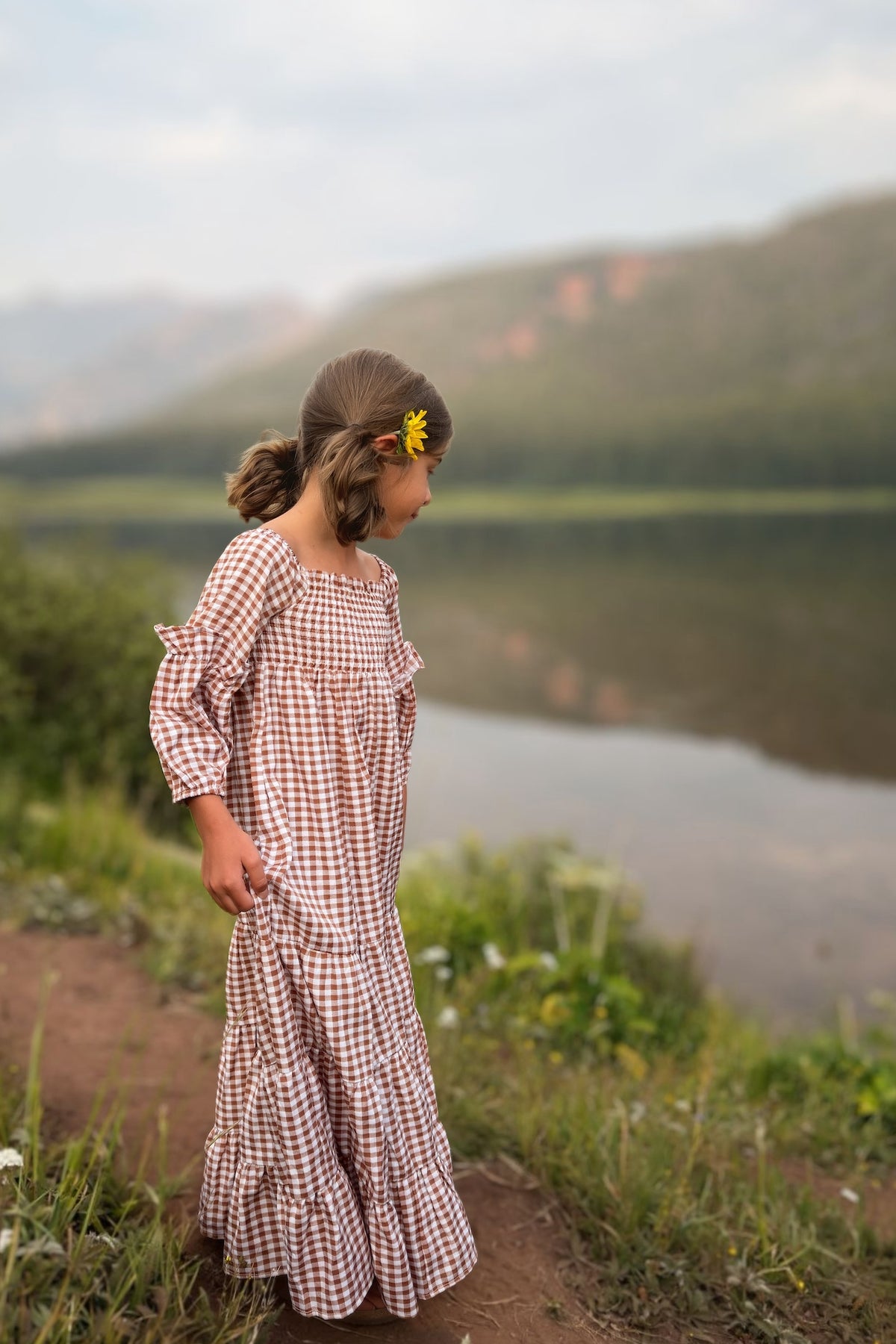 SS Girl's Dress Pippa Maxi (brown gingham)