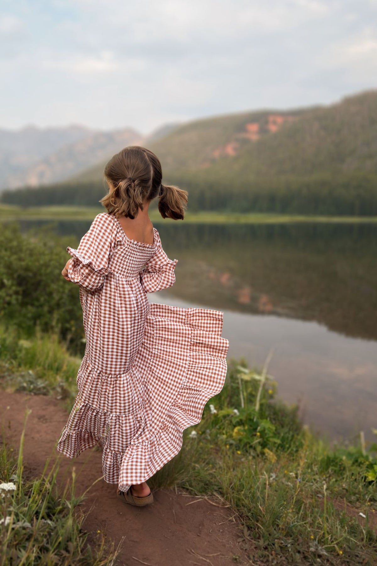 SS Girl's Dress Pippa Maxi (brown gingham)