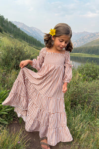 SS Girl's Dress Pippa Maxi (brown gingham)