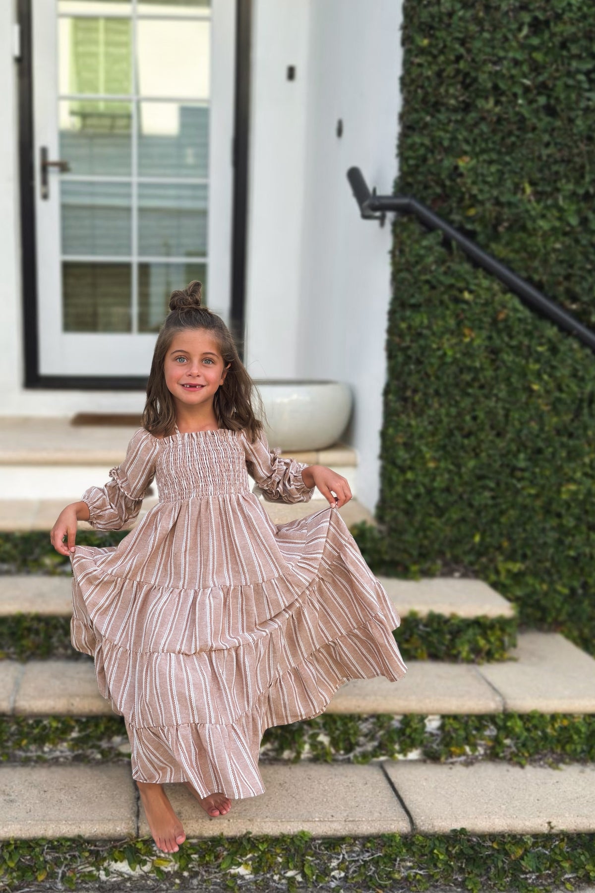 SS Girl's Dress Pippa Maxi (mocha stripe)