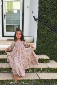 SS Girl's Dress Pippa Maxi (mocha stripe)