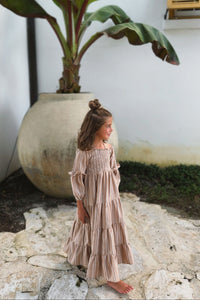 SS Girl's Dress Pippa Maxi (mocha stripe)