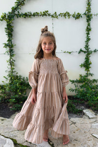 SS Girl's Dress Pippa Maxi (mocha stripe)