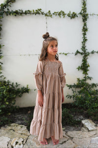 SS Girl's Dress Pippa Maxi (mocha stripe)