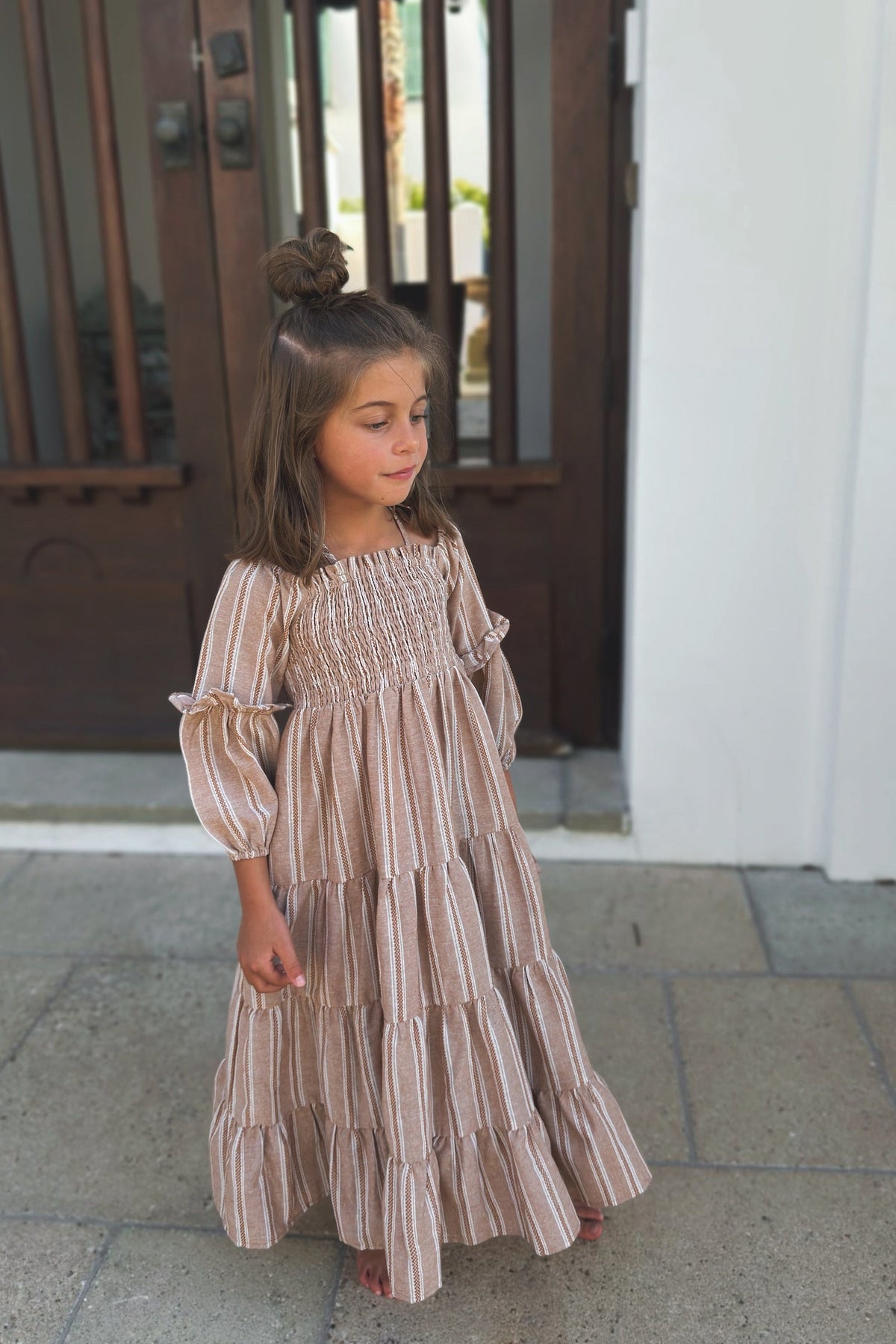 SS Girl's Dress Pippa Maxi (mocha stripe)