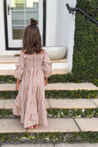 SS Girl's Dress Pippa Maxi (mocha stripe)
