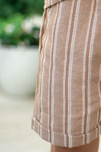 Knox Shorts (mocha stripe linen)