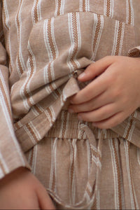 Knox Shorts (mocha stripe linen)