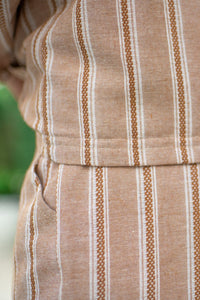 Knox Shorts (mocha stripe linen)