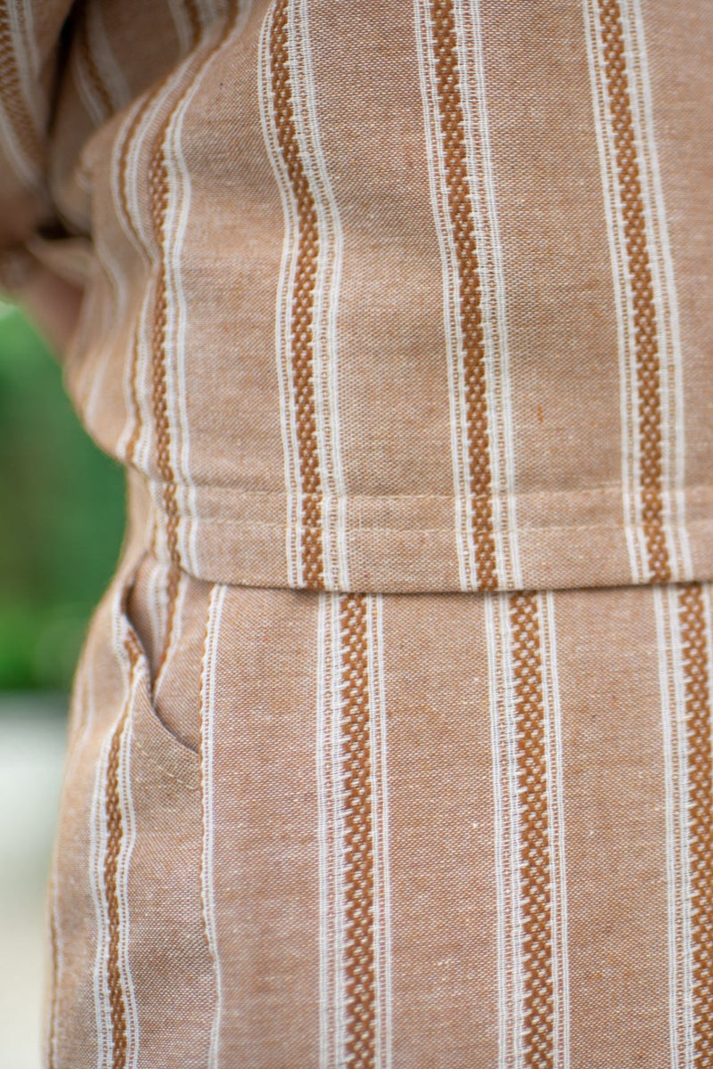 Knox Shorts (mocha stripe linen)