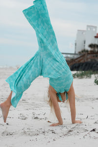 LB Girl's Romper Rita Tie Romper (aqua waves)