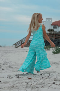LB Girl's Romper Rita Tie Romper (aqua waves)