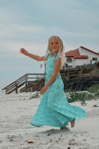 LB Girl's Romper Rita Tie Romper (aqua waves)