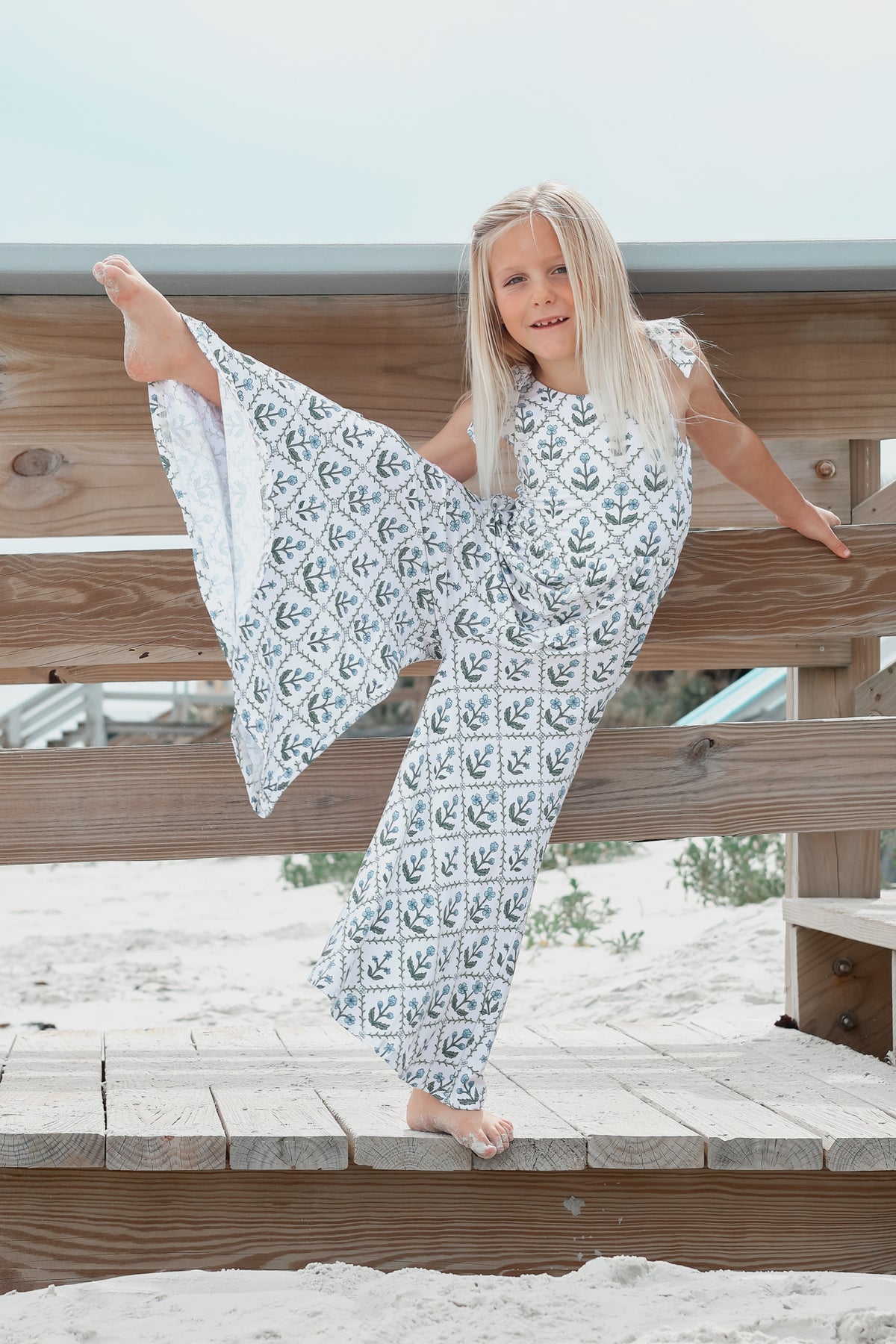 LB Girl's Romper Rita Tie Romper (bluebell)