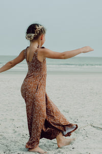 LB Girl's Romper Rita Tie Romper (cocoa sprigs)