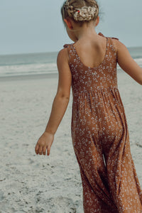 LB Girl's Romper Rita Tie Romper (cocoa sprigs)