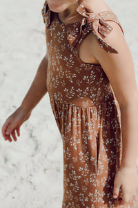 LB Girl's Romper Rita Tie Romper (cocoa sprigs)