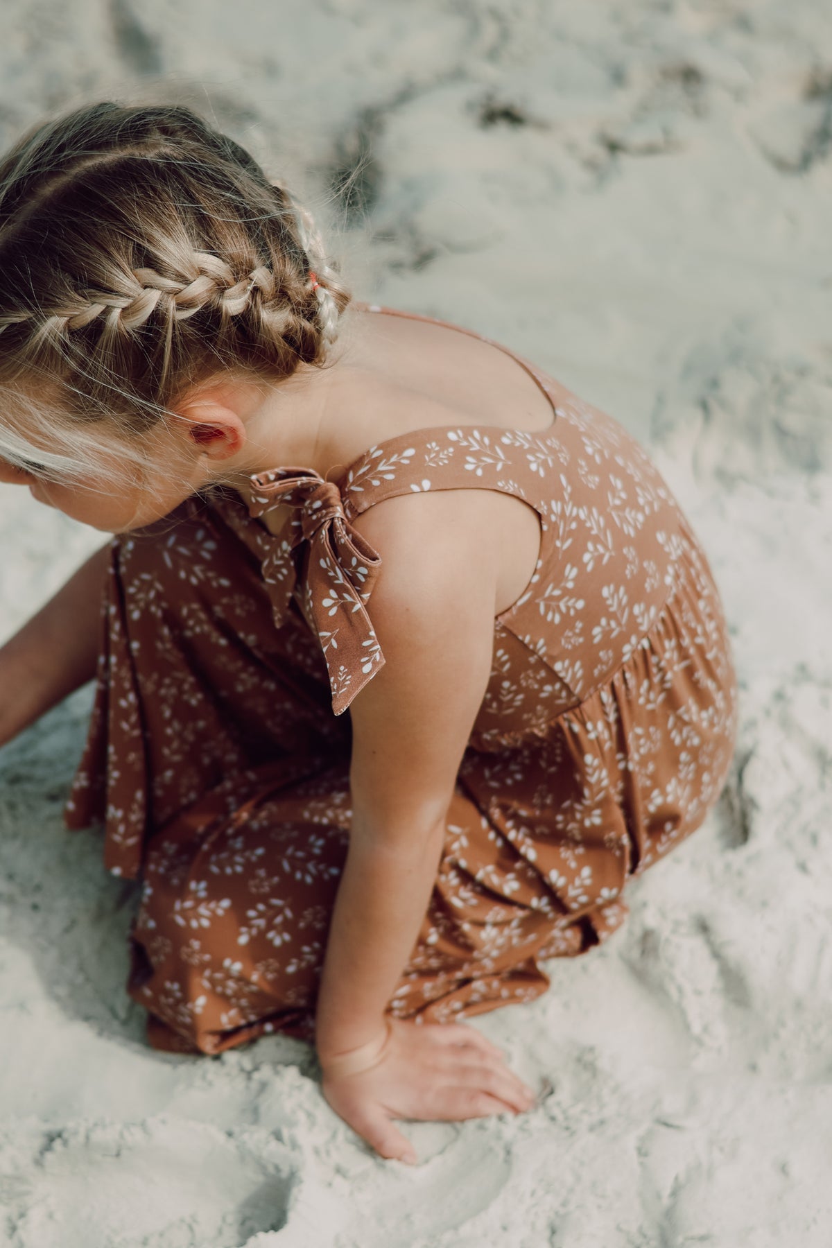 LB Girl's Romper Rita Tie Romper (cocoa sprigs)