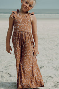 LB Girl's Romper Rita Tie Romper (cocoa sprigs)