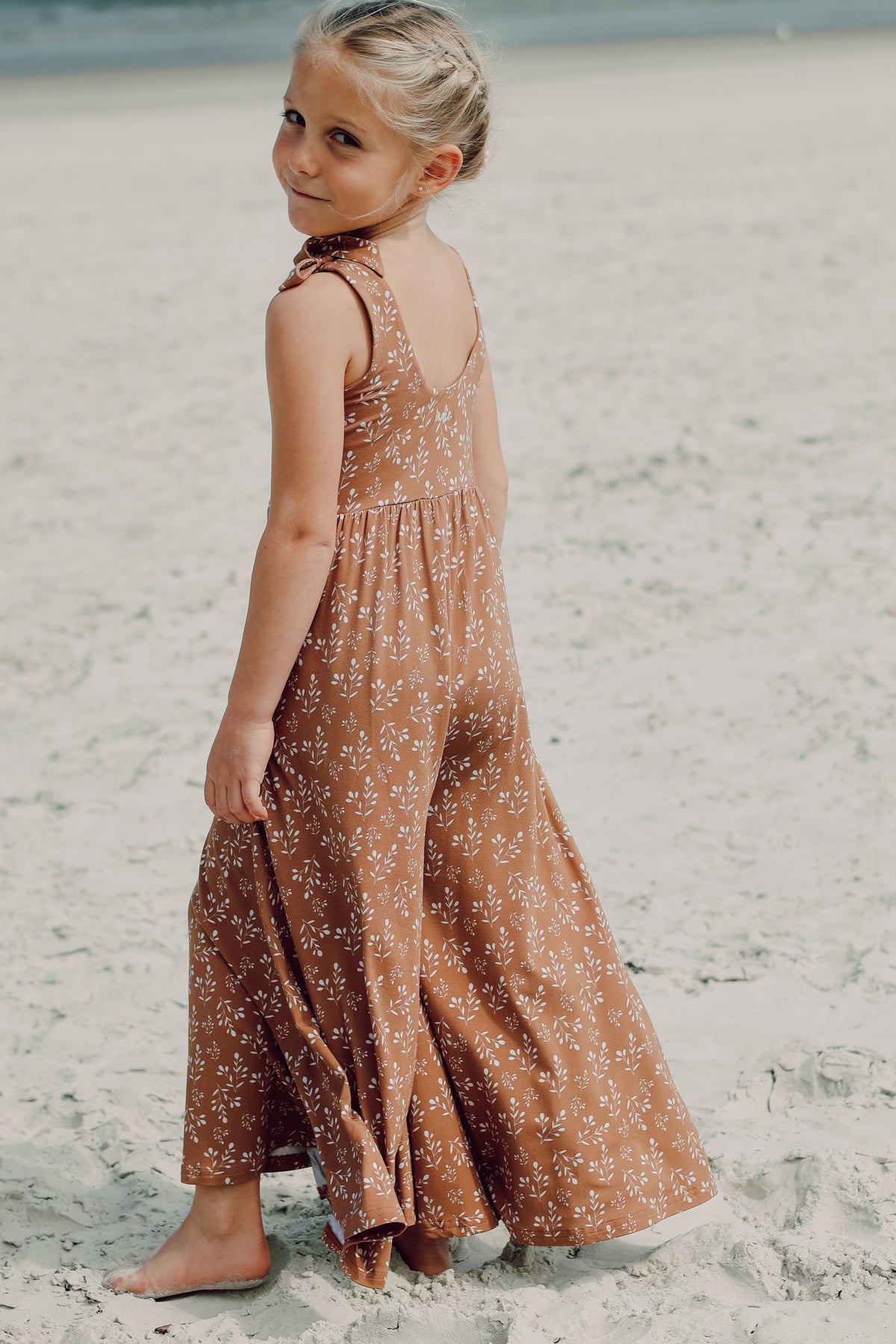 LB Girl's Romper Rita Tie Romper (cocoa sprigs)