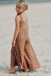 LB Girl's Romper Rita Tie Romper (cocoa sprigs)