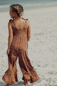 LB Girl's Romper Rita Tie Romper (cocoa sprigs)