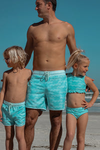 LB Girl's Swim Scoopback Set (aqua waves)