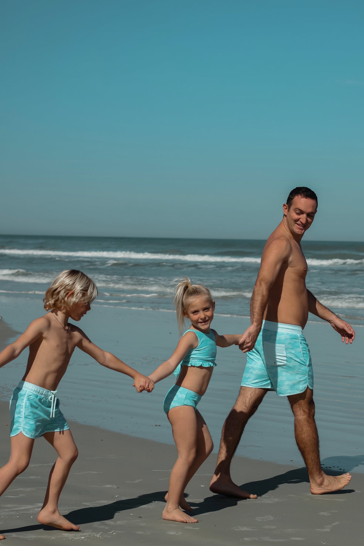 LB Girl's Swim Scoopback Set (aqua waves)