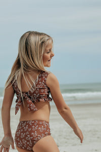 LB Girl's Swim Scoopback Set (cocoa sprigs)