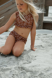 LB Girl's Swim Scoopback Set (cocoa sprigs)