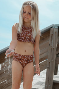 LB Girl's Swim Scoopback Set (cocoa sprigs)