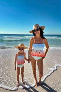 LB Women's Swim Women’s Smocked Tankini Set (peach ombre)