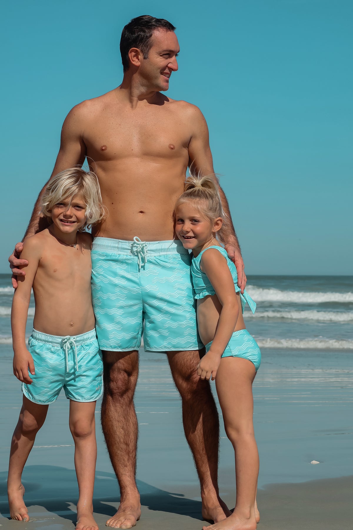 LB Boy's Swim Surf Shorts (aqua waves)