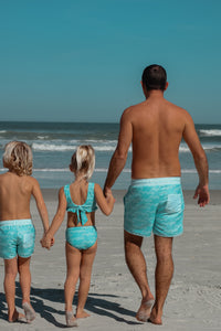LB Boy's Swim Surf Shorts (aqua waves)