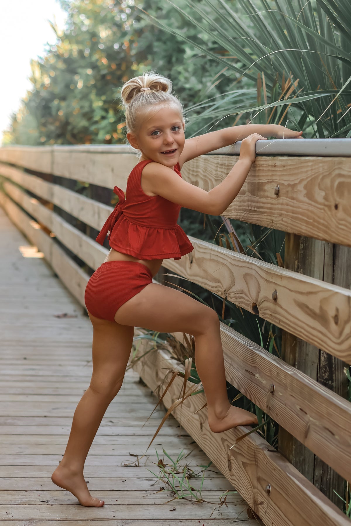 INDIE BLUE SWIM Flutter Tankini Set (brick ribbed)