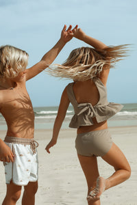 INDIE BLUE SWIM Flutter Tankini Set (ash ribbed)