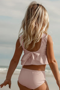 INDIE BLUE SWIM Flutter Tankini Set (soft pink ribbed)