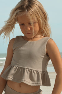 INDIE BLUE SWIM Flutter Tankini Set (ash ribbed)