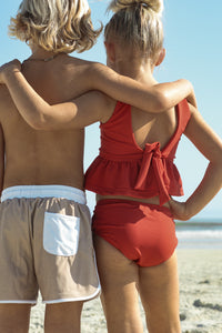 INDIE BLUE SWIM Flutter Tankini Set (brick ribbed)