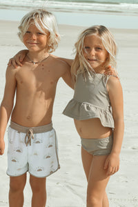 INDIE BLUE SWIM Flutter Tankini Set (ash ribbed)