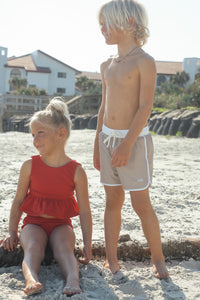 INDIE BLUE SWIM Flutter Tankini Set (brick ribbed)