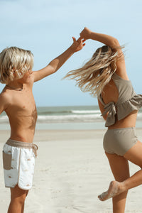 INDIE BLUE SWIM Flutter Tankini Set (ash ribbed)