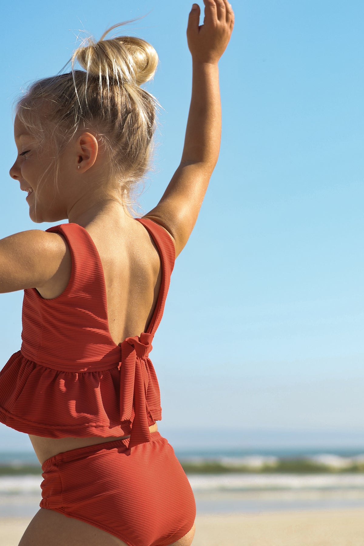 INDIE BLUE SWIM Flutter Tankini Set (brick ribbed)
