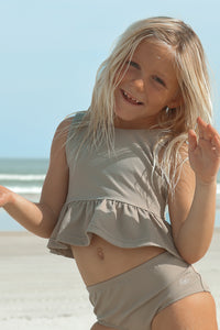 INDIE BLUE SWIM Flutter Tankini Set (ash ribbed)
